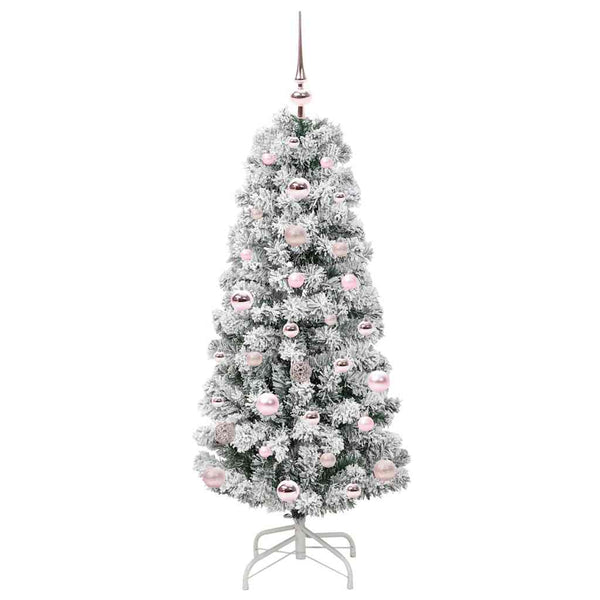 Salkomallinen tekoinen joulukuusi Vihreä ja valkoinen 120 cm