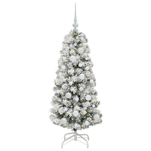 Salkomallinen tekoinen joulukuusi Vihreä ja valkoinen 120 cm