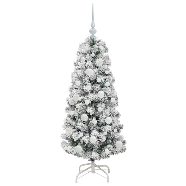 Salkomallinen tekoinen joulukuusi Vihreä ja valkoinen 120 cm