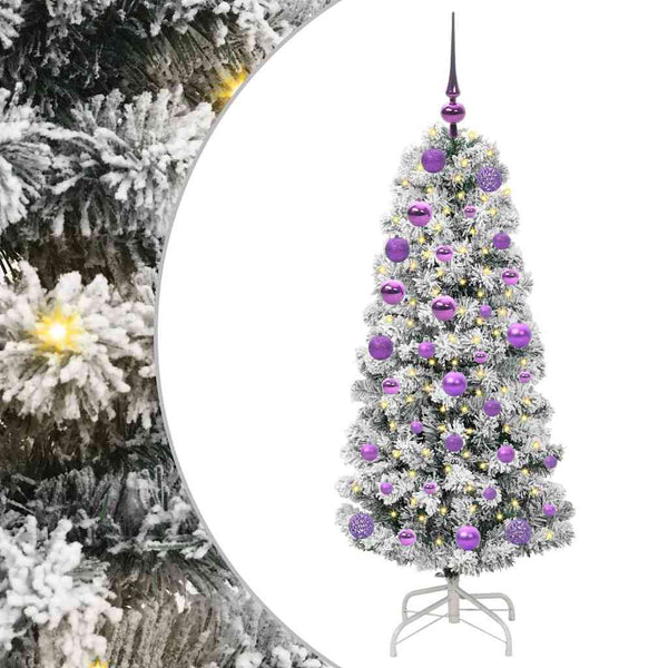 Salkomallinen tekoinen joulukuusi Vihreä ja valkoinen 120 cm