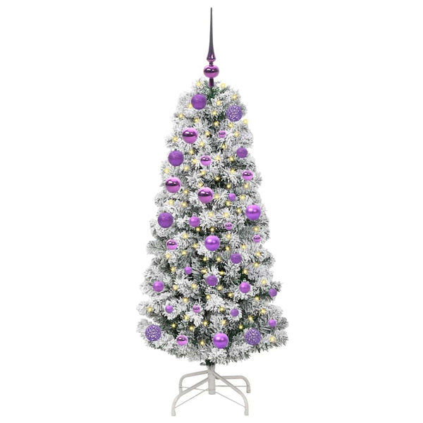 Salkomallinen tekoinen joulukuusi Vihreä ja valkoinen 120 cm