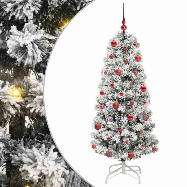 Salkomallinen tekoinen joulukuusi Vihreä ja valkoinen 150 cm