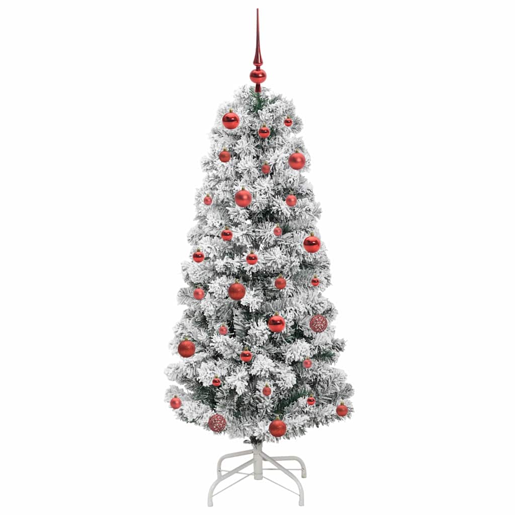 Salkomallinen tekoinen joulukuusi Vihreä ja valkoinen 150 cm