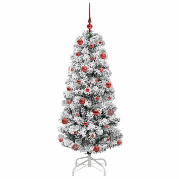 Salkomallinen tekoinen joulukuusi Vihreä ja valkoinen 150 cm