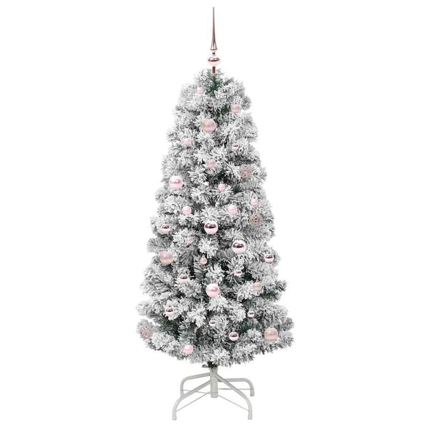 Salkomallinen tekoinen joulukuusi Vihreä ja valkoinen 150 cm