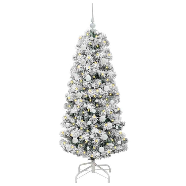 Salkomallinen tekoinen joulukuusi Vihreä ja valkoinen 150 cm