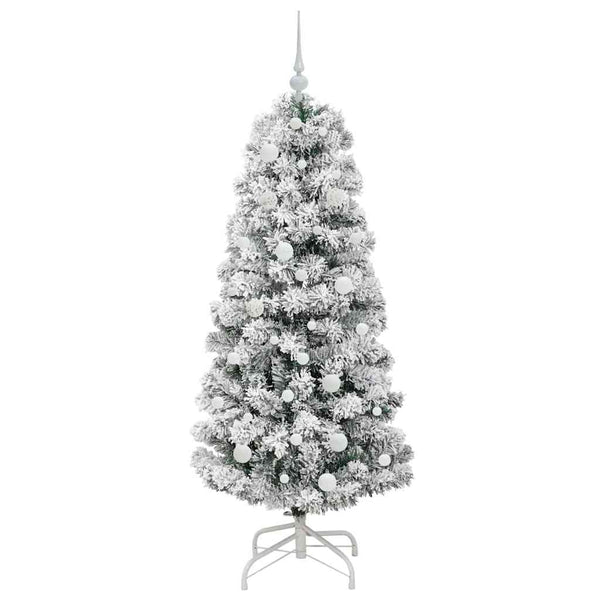 Salkomallinen tekoinen joulukuusi Vihreä ja valkoinen 150 cm