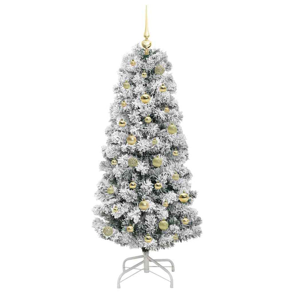 Salkomallinen tekoinen joulukuusi Vihreä ja valkoinen 150 cm