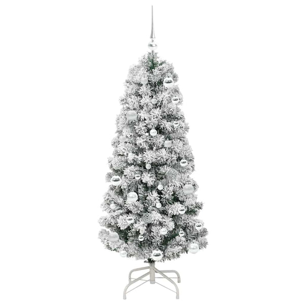 Salkomallinen tekoinen joulukuusi Vihreä ja valkoinen 150 cm