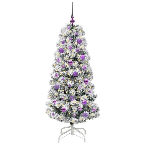 Salkomallinen tekoinen joulukuusi Vihreä ja valkoinen 150 cm