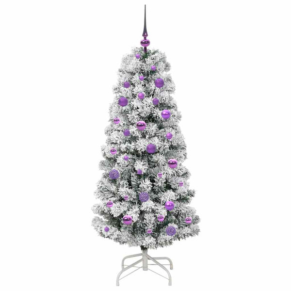 Salkomallinen tekoinen joulukuusi Vihreä ja valkoinen 150 cm