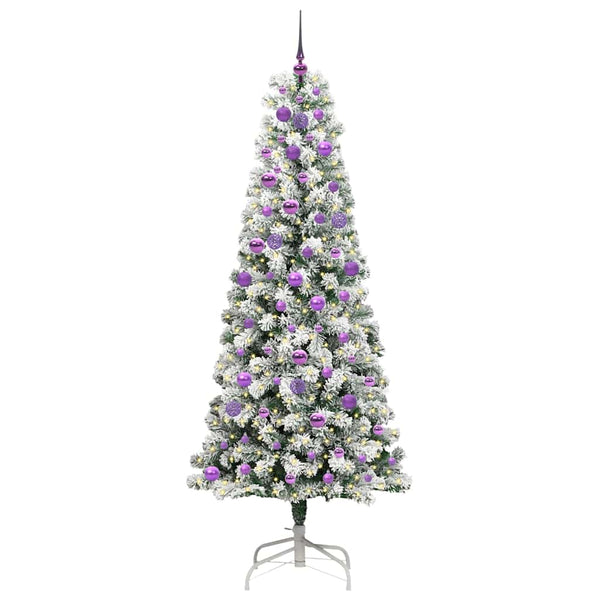 Salkomallinen tekoinen joulukuusi Vihreä ja valkoinen 210 cm