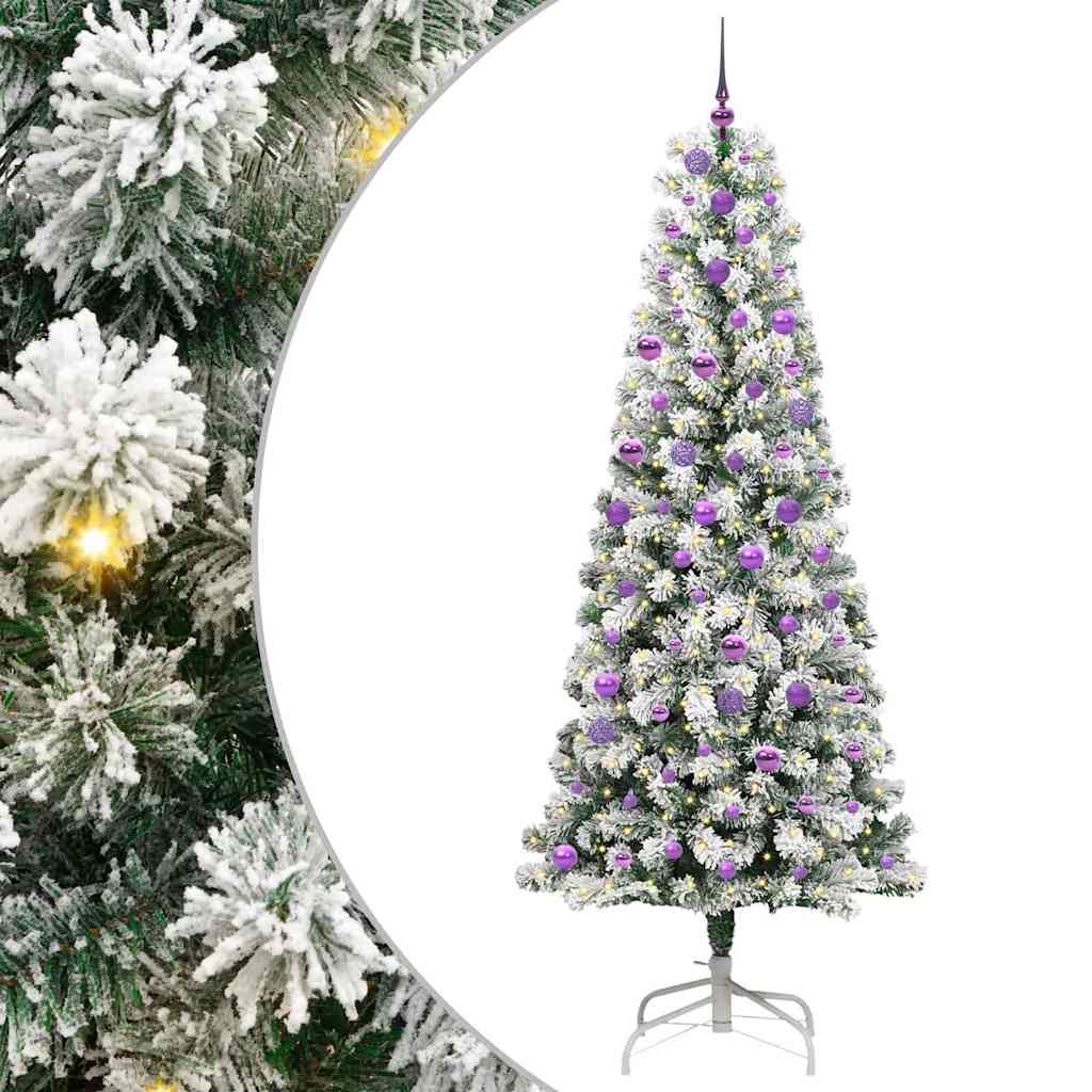 Salkomallinen tekoinen joulukuusi Vihreä ja valkoinen 240 cm