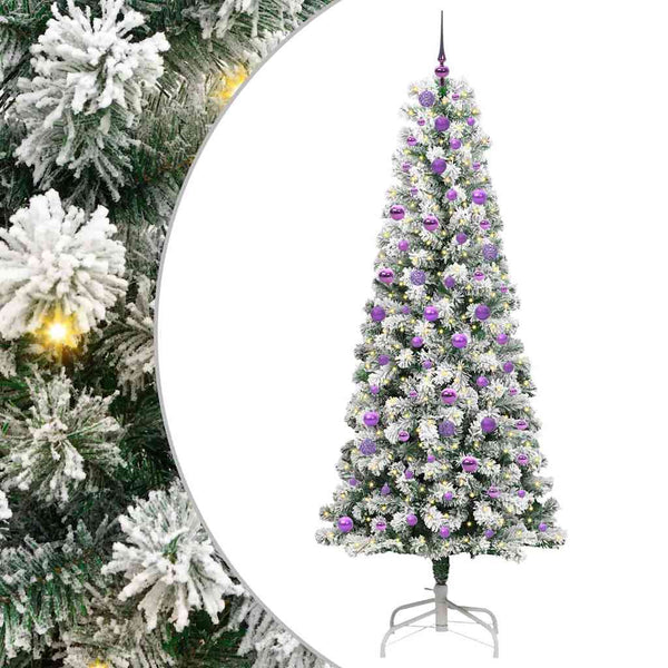 Salkomallinen tekoinen joulukuusi Vihreä ja valkoinen 240 cm