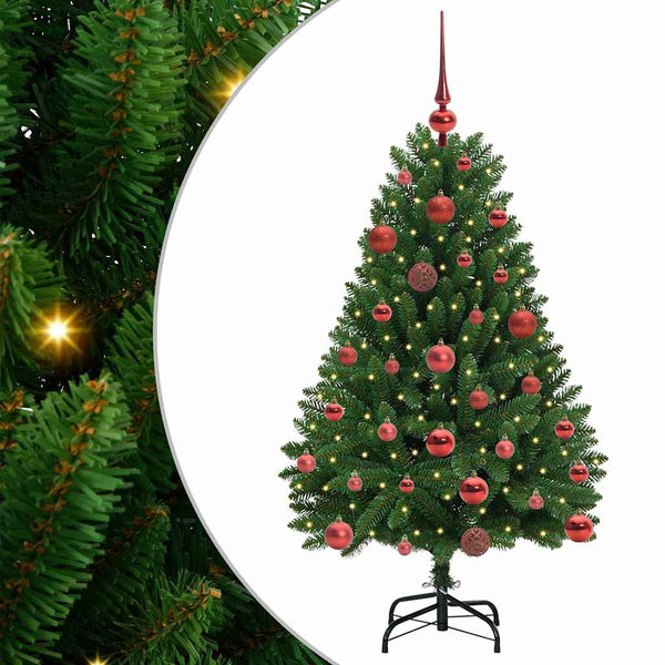 Vihreä tekojoulukuusi 150 LED-valolla 120 cm PVC:stä ja metallista