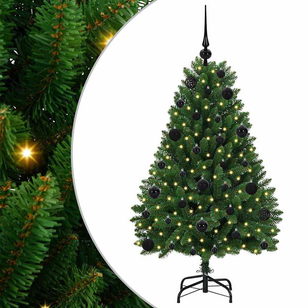 Tekojoulukuusi 120 cm vihreä 150 LED-valolla PVC ja metalli