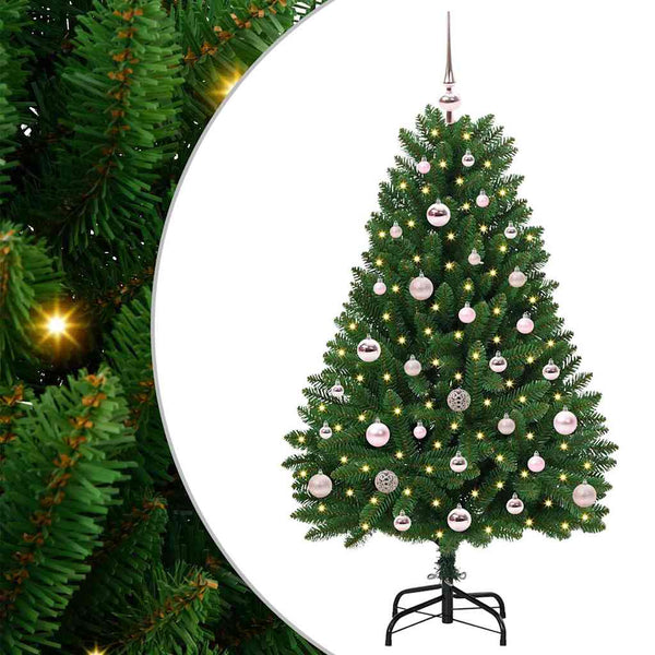 Tekojoulukuusi vihreä 150 LED-valolla 120 cm materiaalina PVC ja metalli