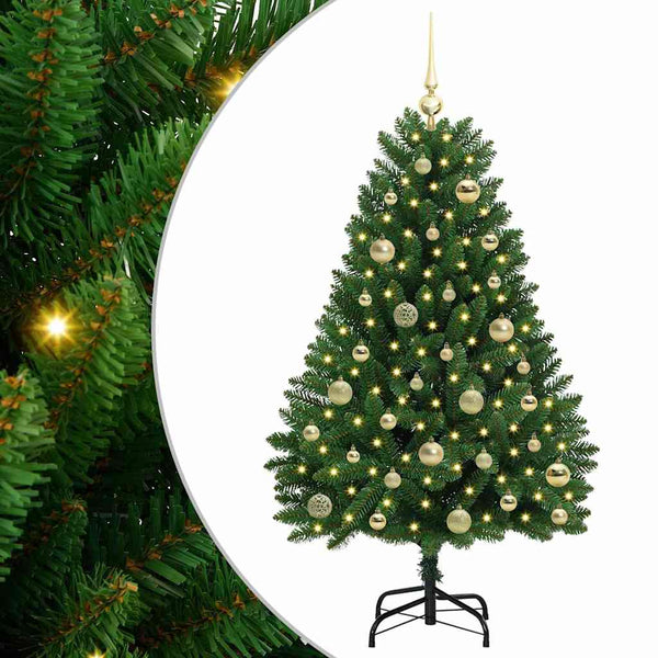 Vihreä 120 cm tekojoulukuusi 150 LED-valoilla PVC ja metalli