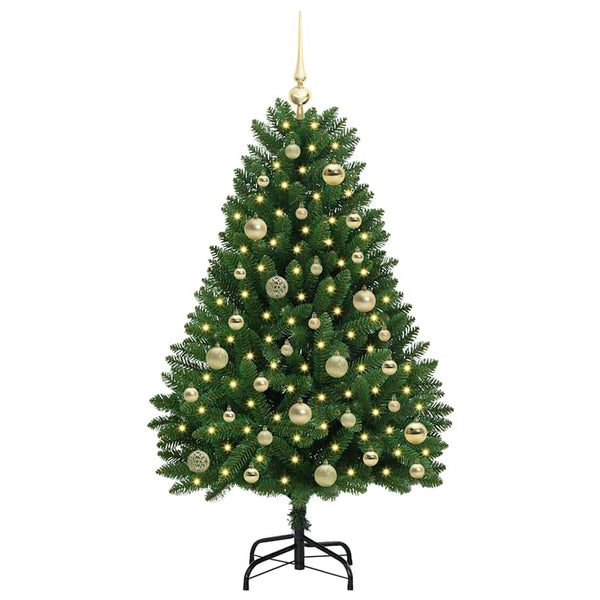 Vihreä 120 cm tekojoulukuusi 150 LED-valoilla PVC ja metalli