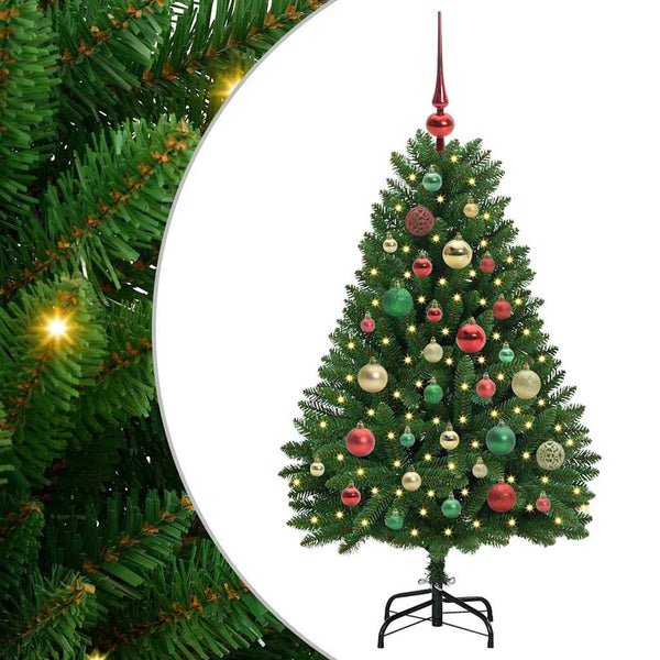 Tekojoulukuusi 150 LED-valoilla 120 cm vihreä PVC ja metalli