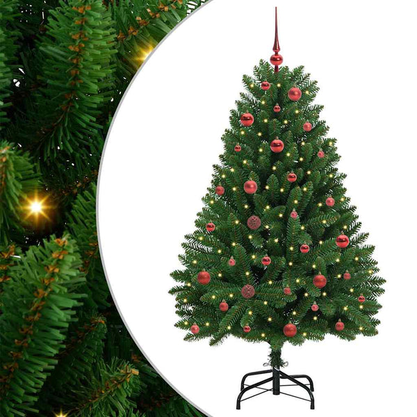 Tekojoulukuusi Vihreä 150 cm, LED-valot PVC ja metalli
