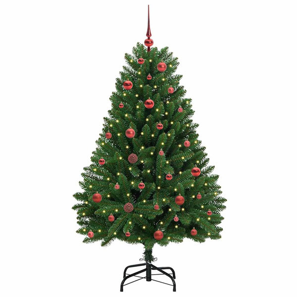 Tekojoulukuusi Vihreä 150 cm, LED-valot PVC ja metalli