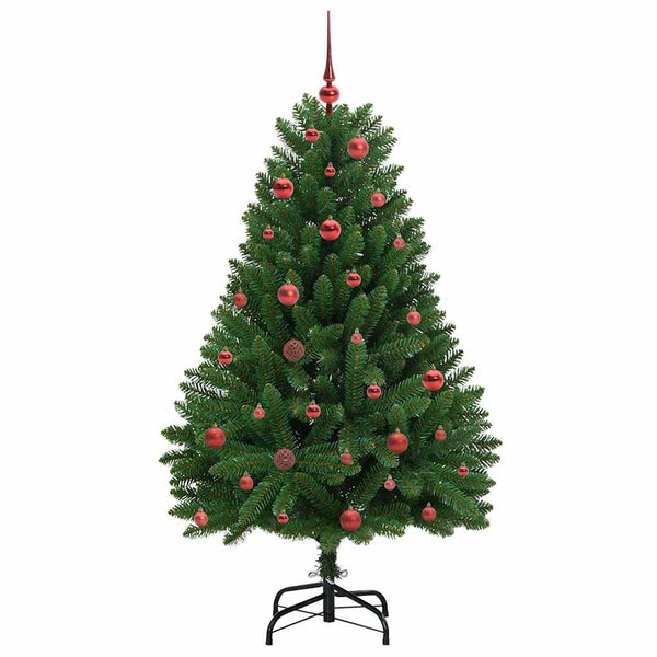 Tekojoulukuusi Vihreä 150 cm, LED-valot PVC ja metalli