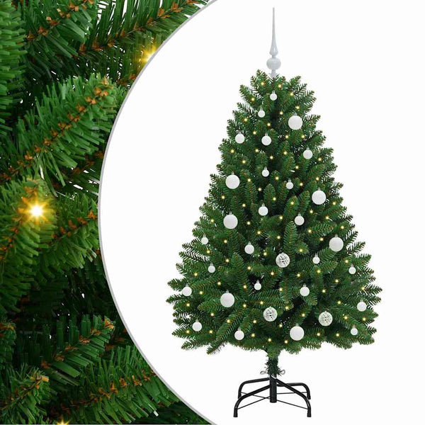LED-valoilla tekojoulukuusi Vihreä 150 cm, materiaali PVC ja metalli
