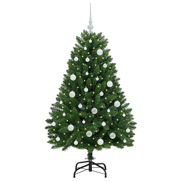 LED-valoilla tekojoulukuusi Vihreä 150 cm, materiaali PVC ja metalli