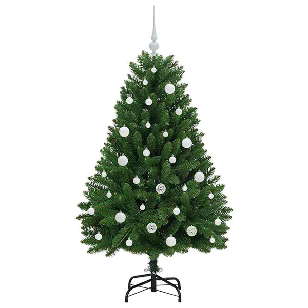 LED-valoilla tekojoulukuusi Vihreä 150 cm, materiaali PVC ja metalli