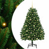 Vihreä tekojoulukuusi 150 cm, varustettu LED-valoilla PVC ja metalli