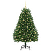 Vihreä tekojoulukuusi 150 cm, varustettu LED-valoilla PVC ja metalli