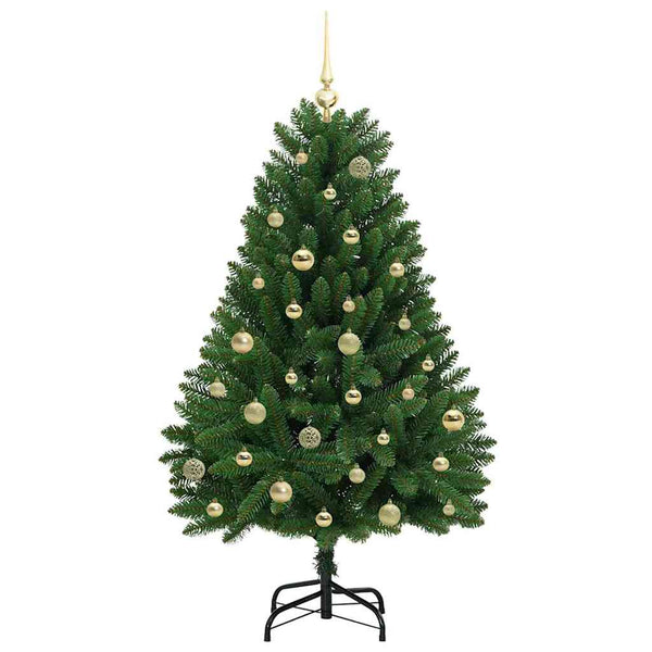 Vihreä tekojoulukuusi 150 cm, varustettu LED-valoilla PVC ja metalli