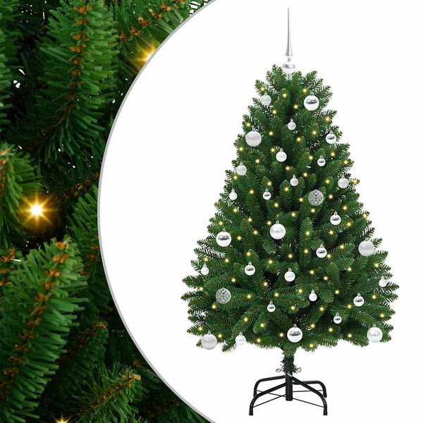 Tekojoulukuusi 150 cm, Vihreä, LED-valoilla PVC ja metalli