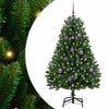 Vihreä tekojoulukuusi 150 cm LED-valoilla PVC ja metalli