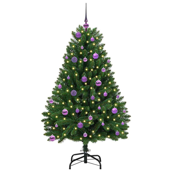 Vihreä tekojoulukuusi 150 cm LED-valoilla PVC ja metalli