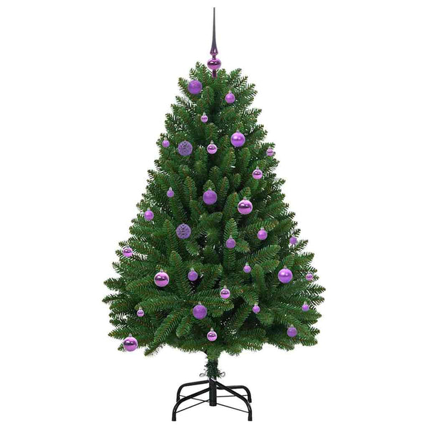 Vihreä tekojoulukuusi 150 cm LED-valoilla PVC ja metalli