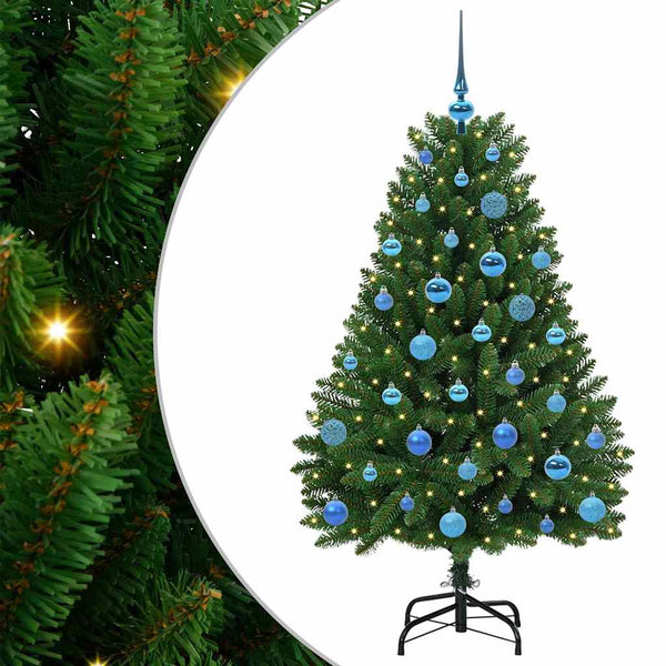 LED-valoilla varustettu tekojoulukuusi Vihreä 150 cm PVC ja metalli