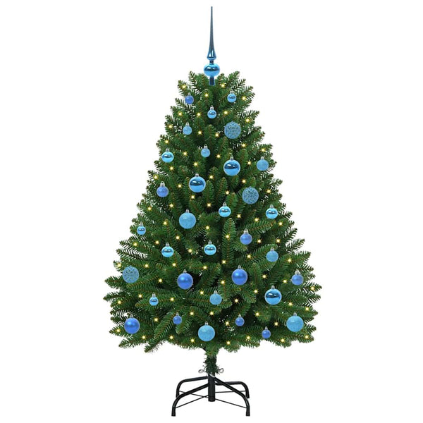 LED-valoilla varustettu tekojoulukuusi Vihreä 150 cm PVC ja metalli