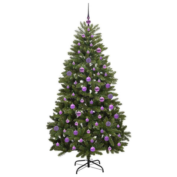 Vihreä 180 cm tekojoulukuusi, 300 LED-valoa, materiaaleina PVC ja metalli
