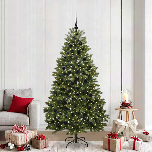 Tekojoulukuusi Vihreä 210 cm, 300 LED-valoilla, PVC ja metalli