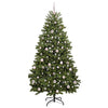 Vihreä 210 cm tekojoulukuusi, 300 LED-valolla, PVC ja metalli