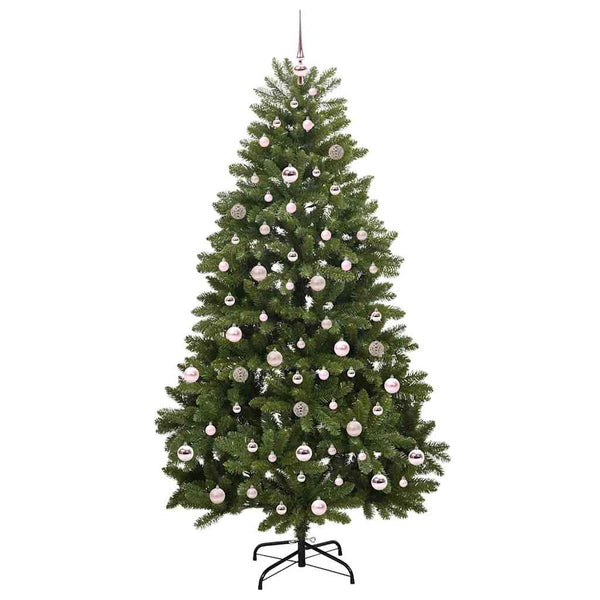 Vihreä 210 cm tekojoulukuusi, 300 LED-valolla, PVC ja metalli