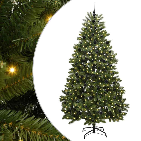 PVC ja metalli, tekojoulukuusi vihreä 240 cm, jossa 300 LED-valoa