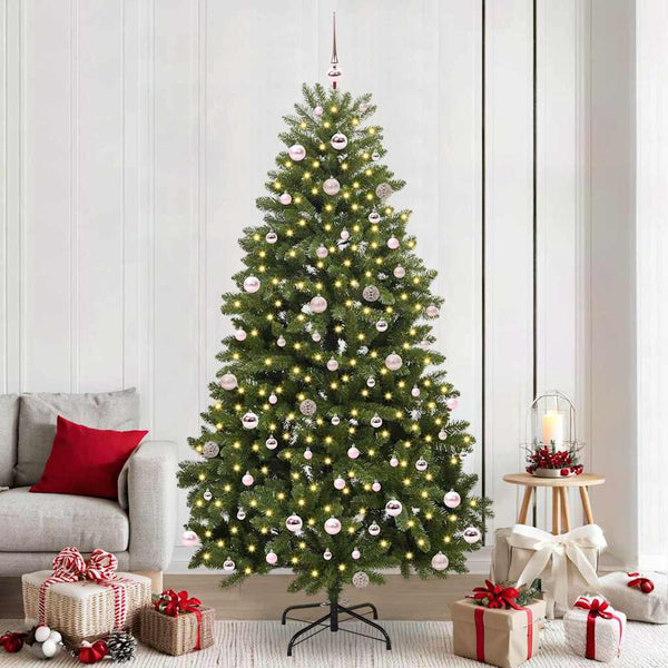 Vihreä tekojoulukuusi 240 cm, PVC ja metalli, 300 LED-valoa