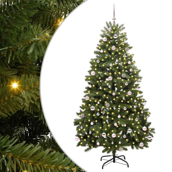 Vihreä tekojoulukuusi 240 cm, PVC ja metalli, 300 LED-valoa