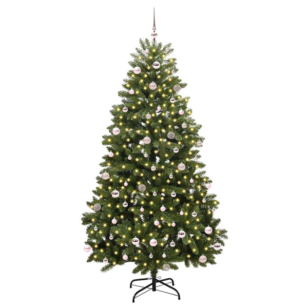 Vihreä tekojoulukuusi 240 cm, PVC ja metalli, 300 LED-valoa