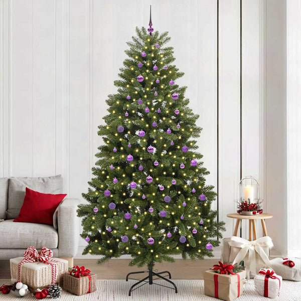 Vihreä tekojoulukuusi PVC ja metalli, 300 LED-valoa, 240 cm