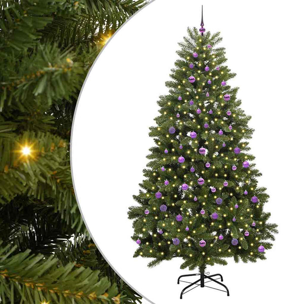 Vihreä tekojoulukuusi PVC ja metalli, 300 LED-valoa, 240 cm