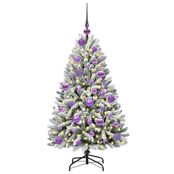 Vihreä ja valkoinen tekojoulukuusi 120 cm PVC ja metalli